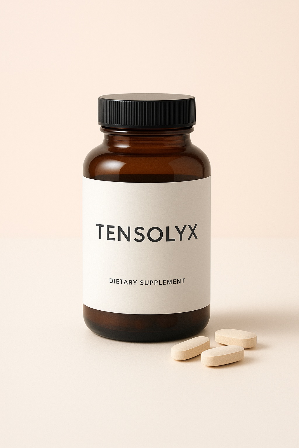 Tensolyx supliment natural în cutie elegantă albă cu etichetă albastră, conținând 60 de capsule pentru susținerea tensiunii arteriale și sănătății cardiovasculare pe fundal neutru